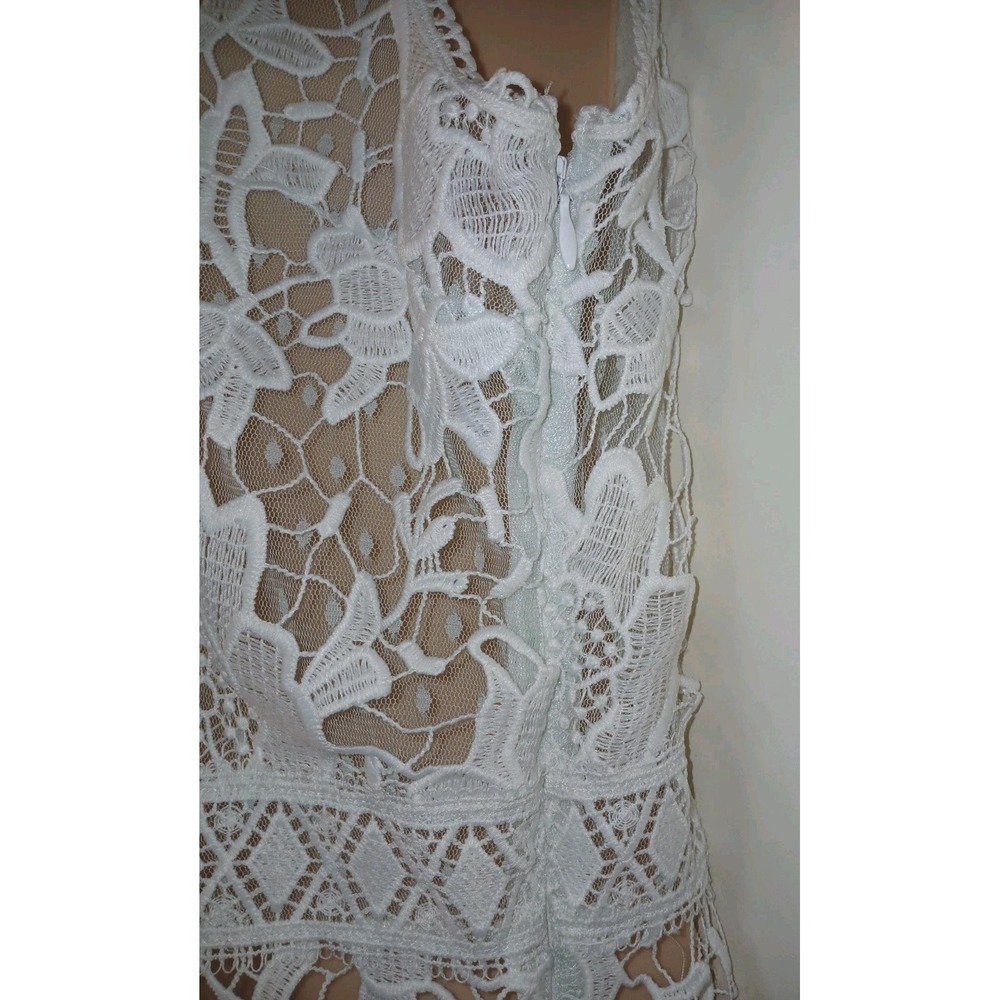 Express White Lace Sleeveless Blouse Whimsy Fairy Side Zip Closure Large D123 - Picture 7 of 12
